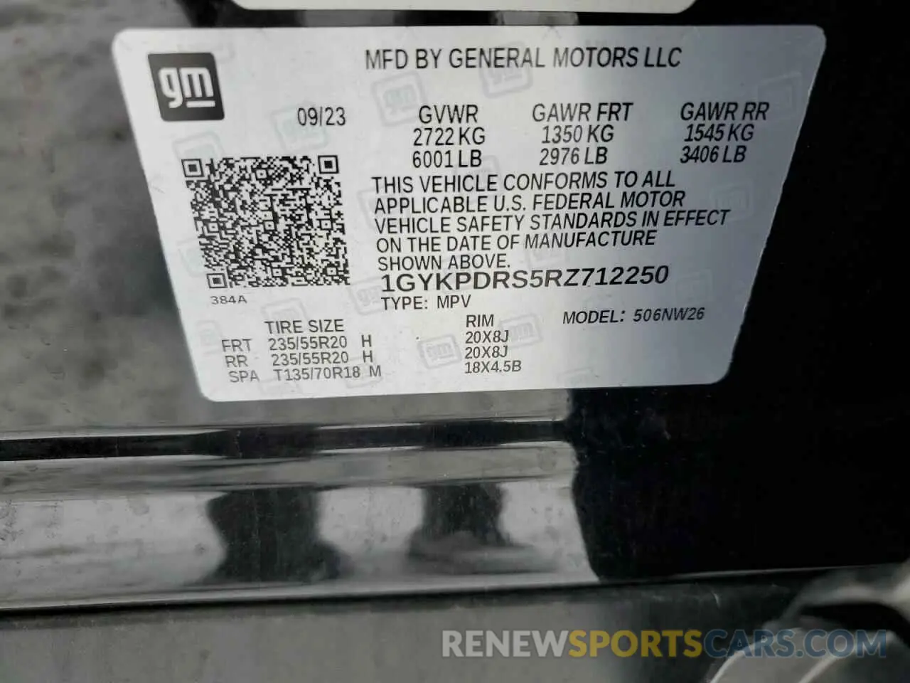 13 fotografías del automóvil dañado 1GYKPDRS5RZ712250 CADILLAC XT6 2024