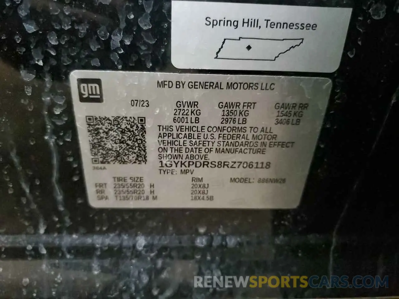 14 fotografías del automóvil dañado 1GYKPDRS8RZ706118 CADILLAC XT6 2024