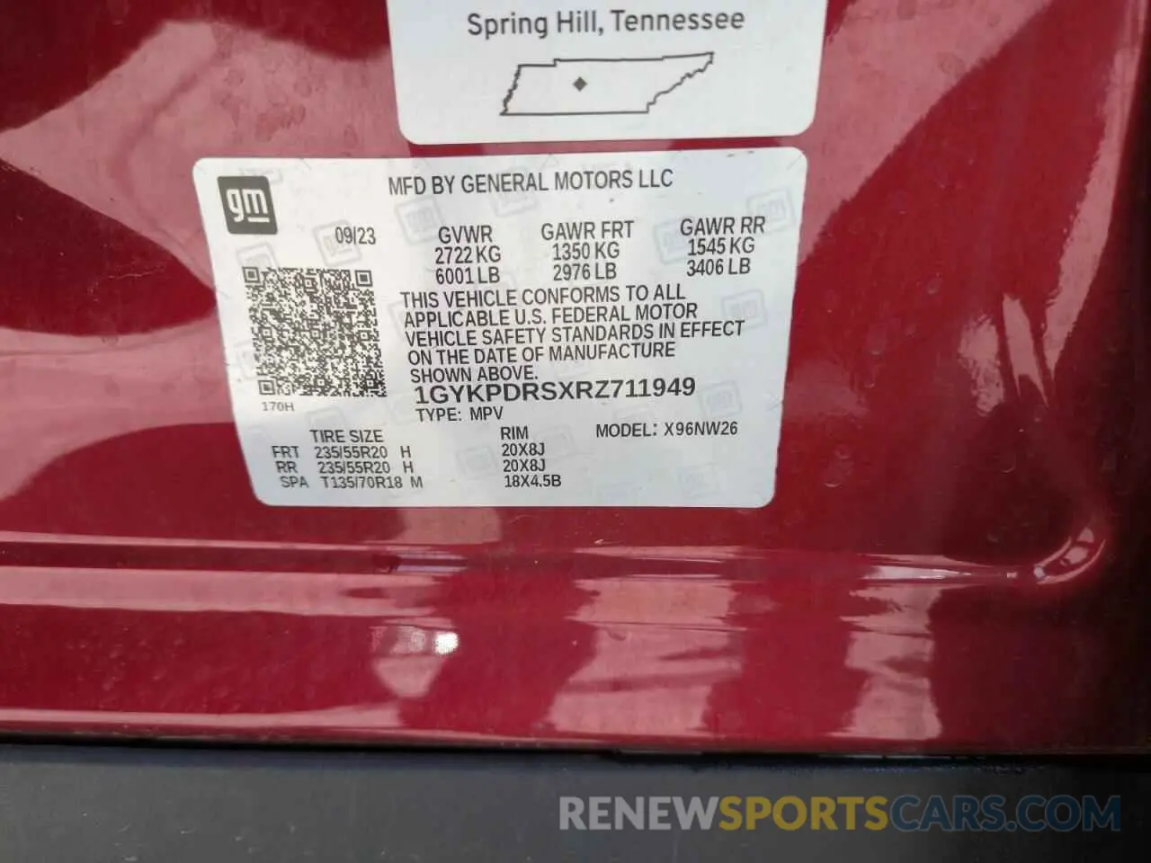 13 fotografías del automóvil dañado 1GYKPDRSXRZ711949 CADILLAC XT6 2024