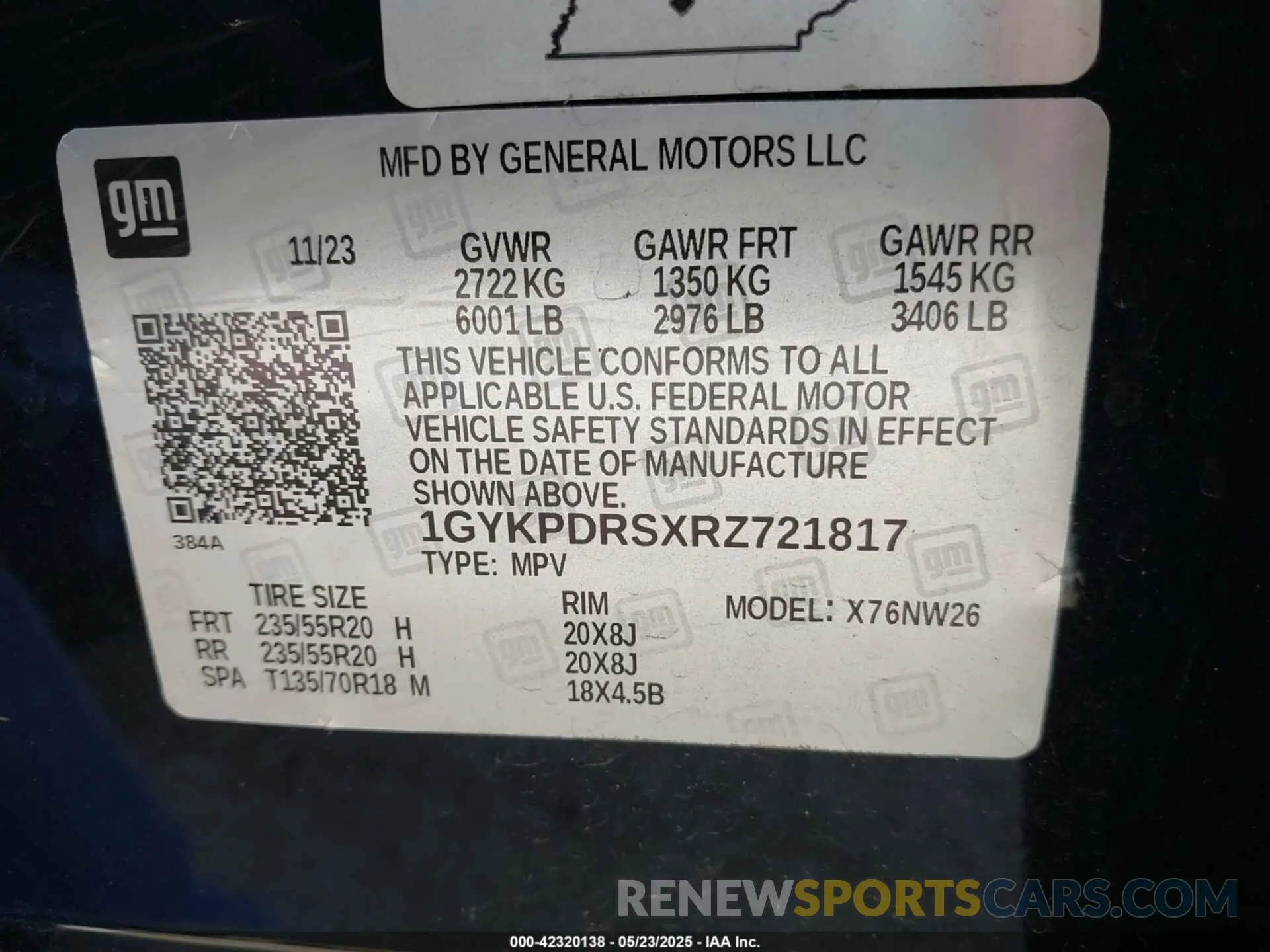 9 fotografías del automóvil dañado 1GYKPDRSXRZ721817 CADILLAC XT6 2024