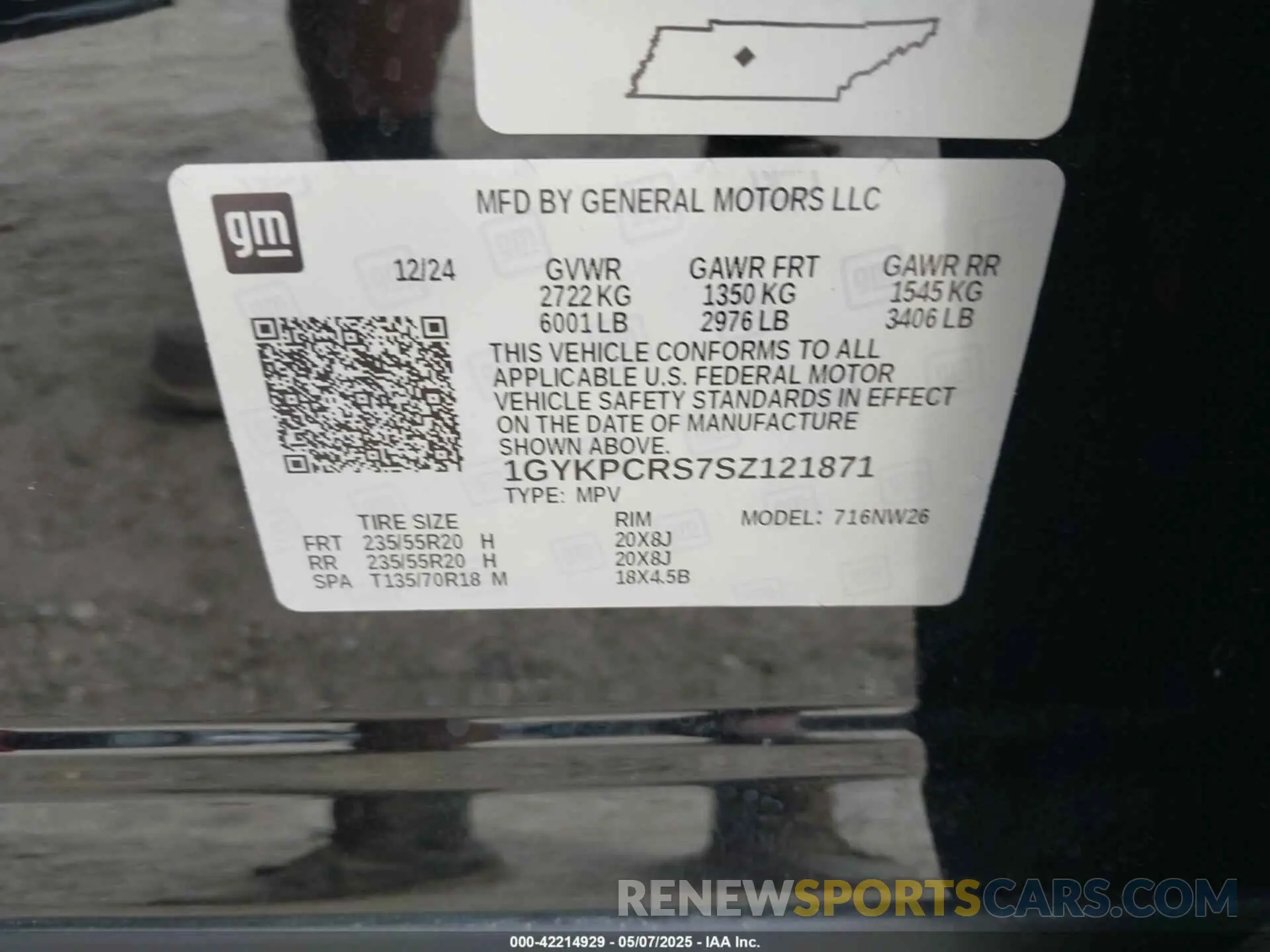 9 fotografías del automóvil dañado 1GYKPCRS7SZ121871 CADILLAC XT6 2025
