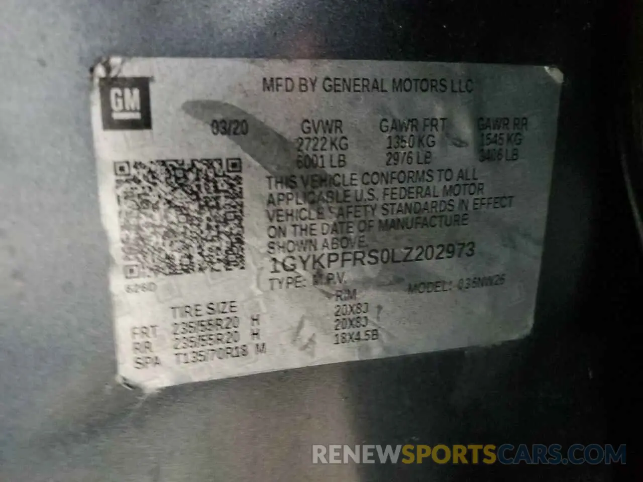 13 fotografías del automóvil dañado 1GYKPFRS0LZ202973 CADILLAC XT6 PLATIN 2020