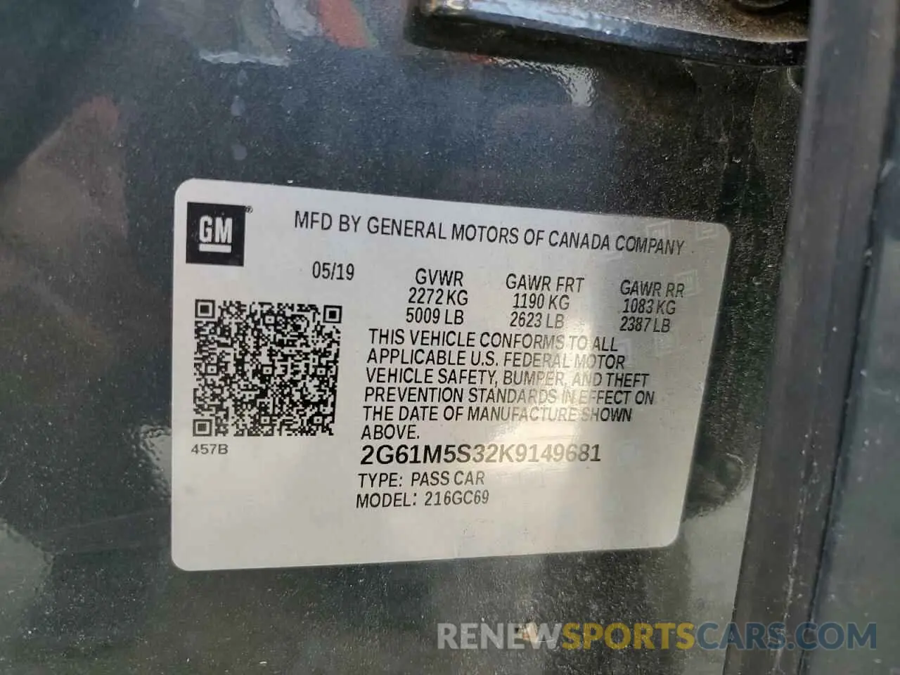 12 fotografías del automóvil dañado 2G61M5S32K9149681 CADILLAC XTS 2019
