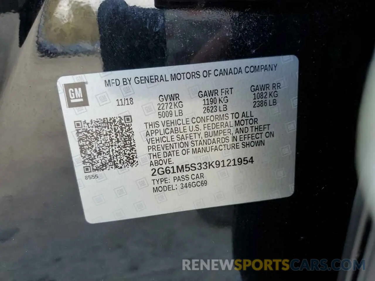 12 fotografías del automóvil dañado 2G61M5S33K9121954 CADILLAC XTS 2019