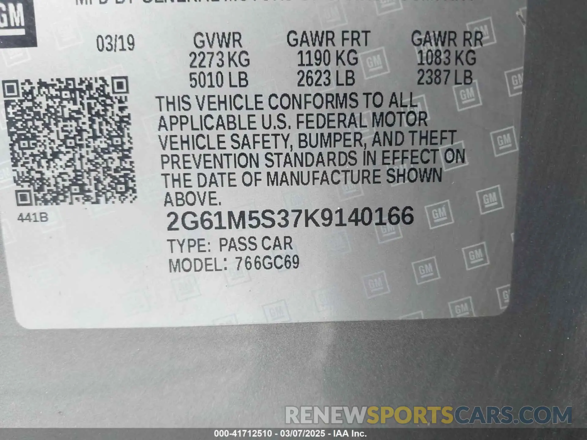 9 fotografías del automóvil dañado 2G61M5S37K9140166 CADILLAC XTS 2019