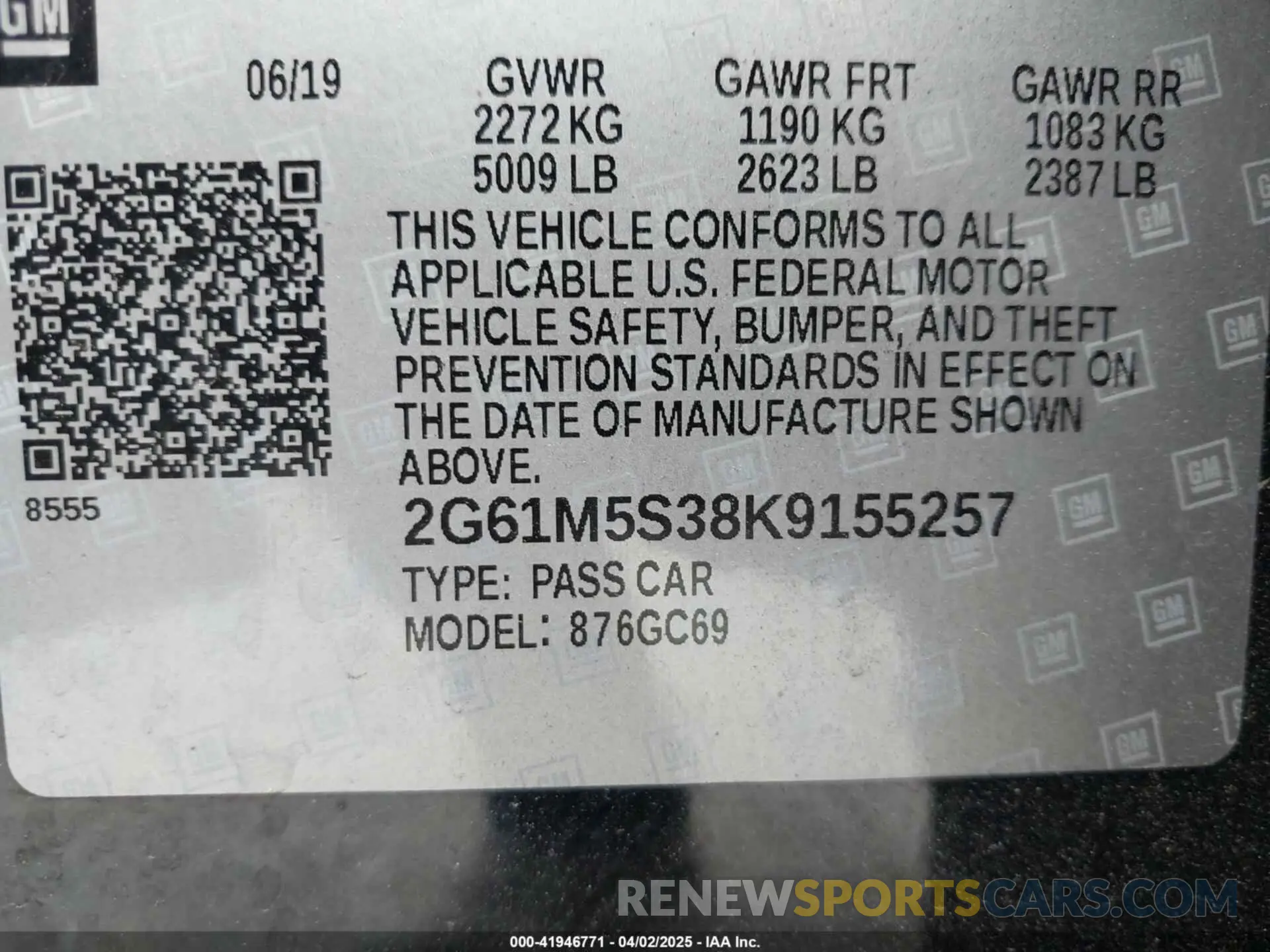 9 fotografías del automóvil dañado 2G61M5S38K9155257 CADILLAC XTS 2019