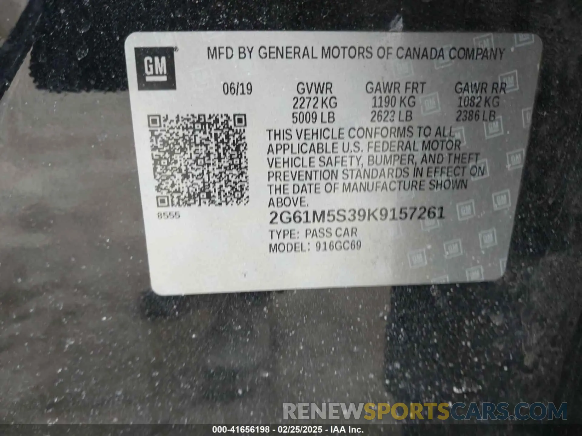9 fotografías del automóvil dañado 2G61M5S39K9157261 CADILLAC XTS 2019