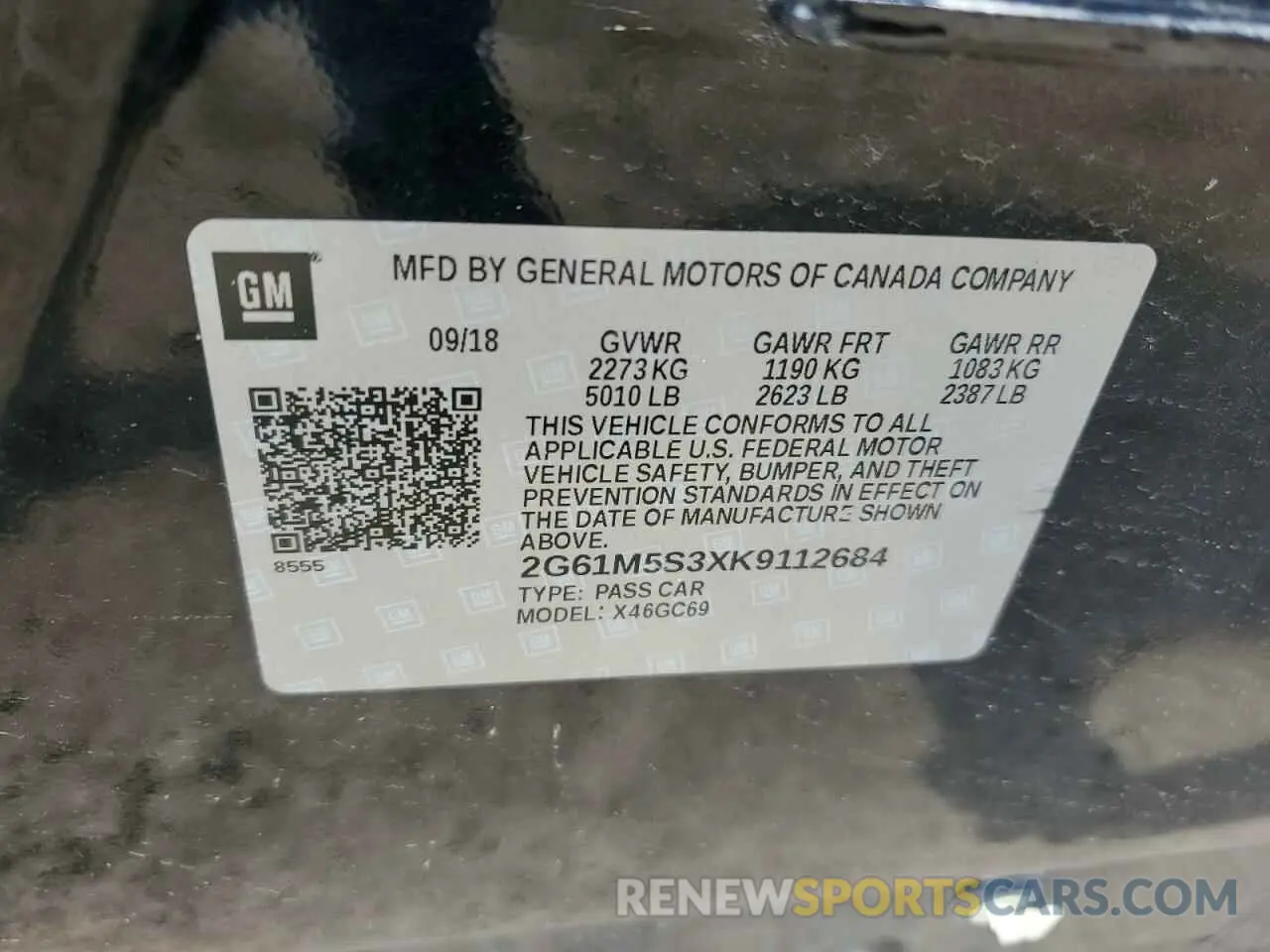 13 fotografías del automóvil dañado 2G61M5S3XK9112684 CADILLAC XTS 2019