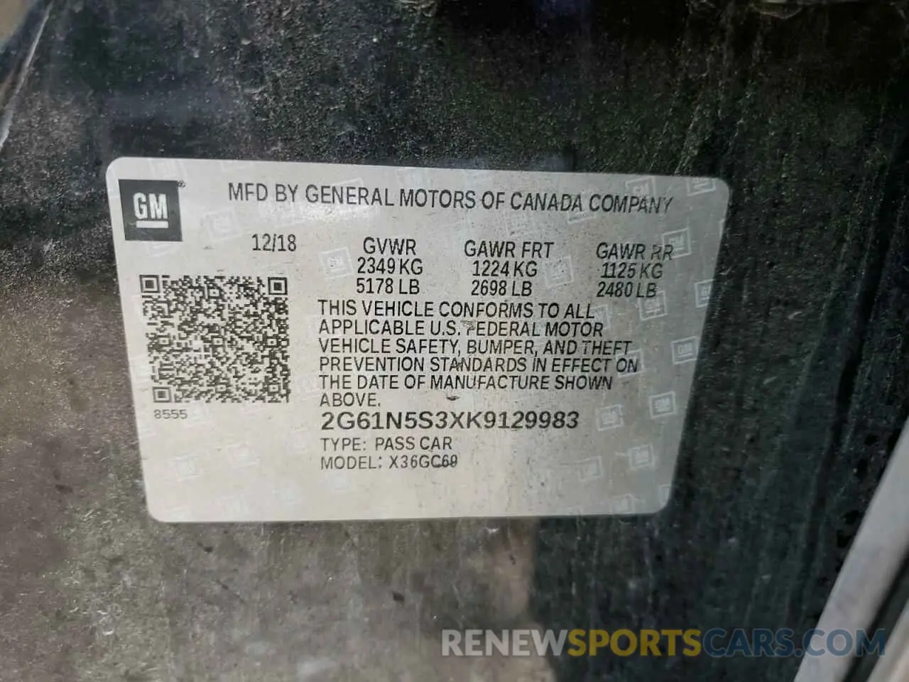 12 fotografías del automóvil dañado 2G61N5S3XK9129983 CADILLAC XTS 2019
