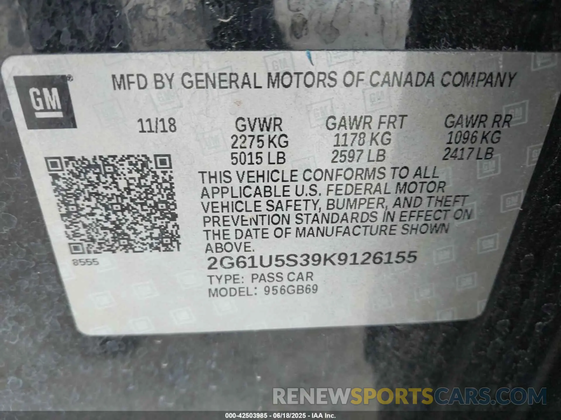 9 fotografías del automóvil dañado 2G61U5S39K9126155 CADILLAC XTS 2019