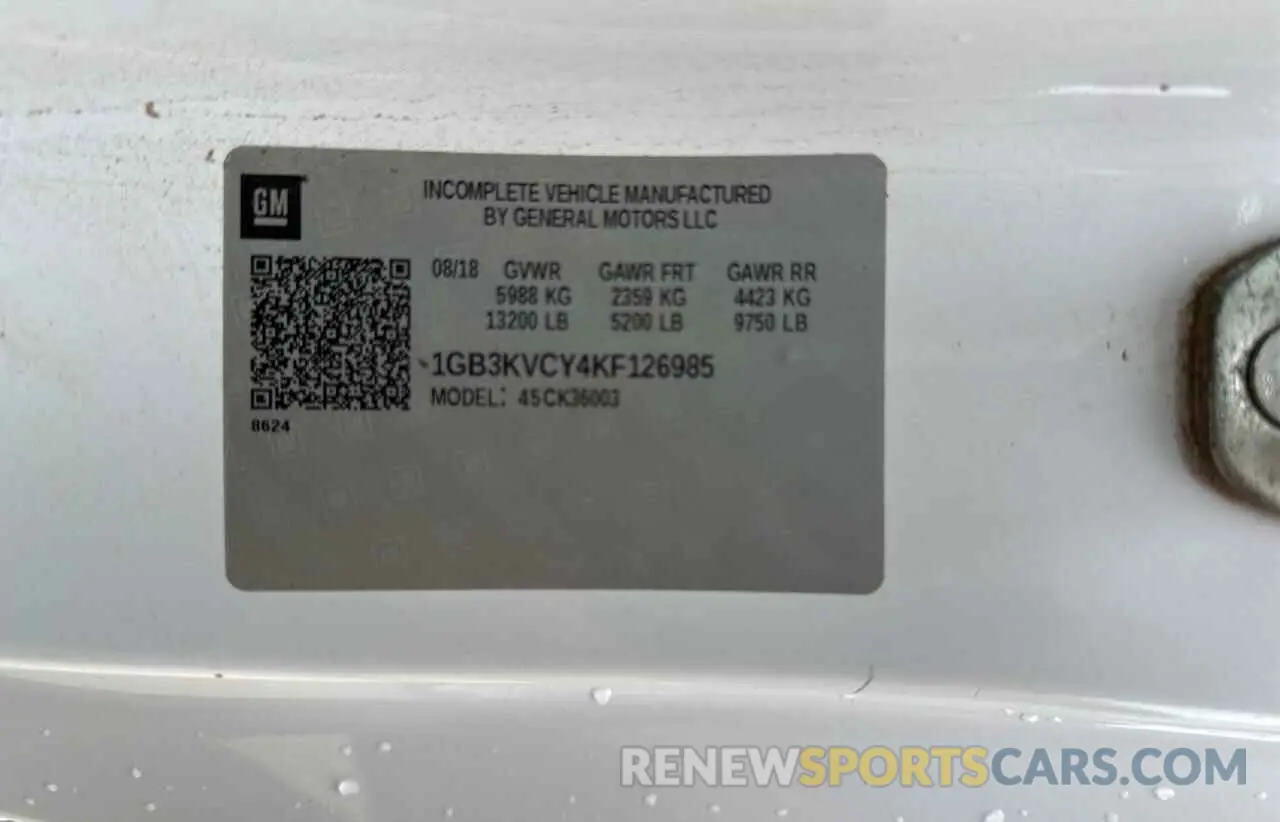 10 fotografías del automóvil dañado 1GB3KVCY4KF126985 CHEVROLET ALL Models 2019