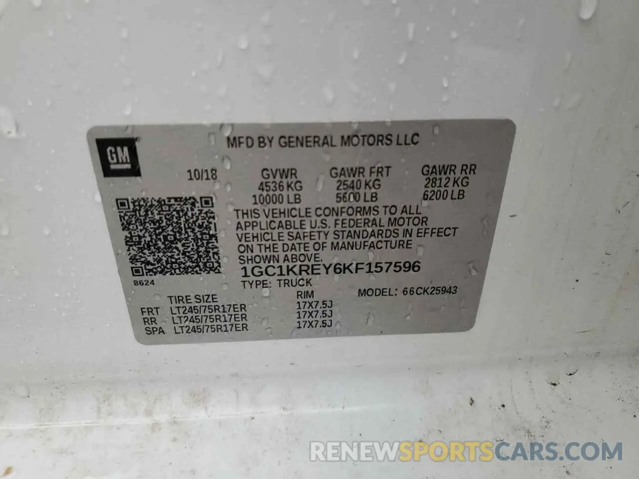 12 fotografías del automóvil dañado 1GC1KREY6KF157596 CHEVROLET ALL Models 2019
