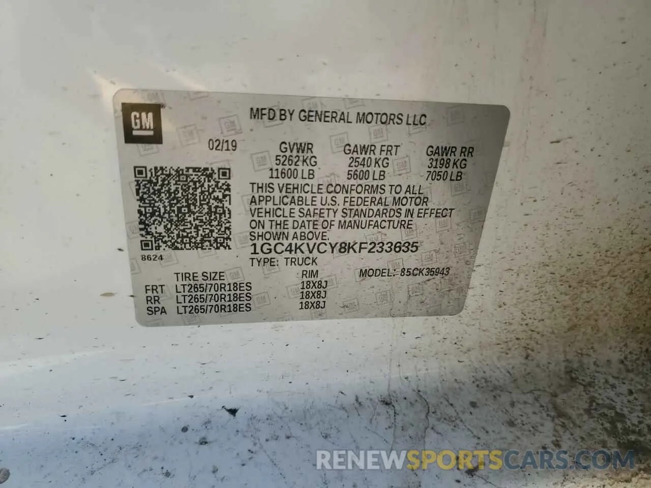 12 fotografías del automóvil dañado 1GC4KVCY8KF233635 CHEVROLET ALL Models 2019
