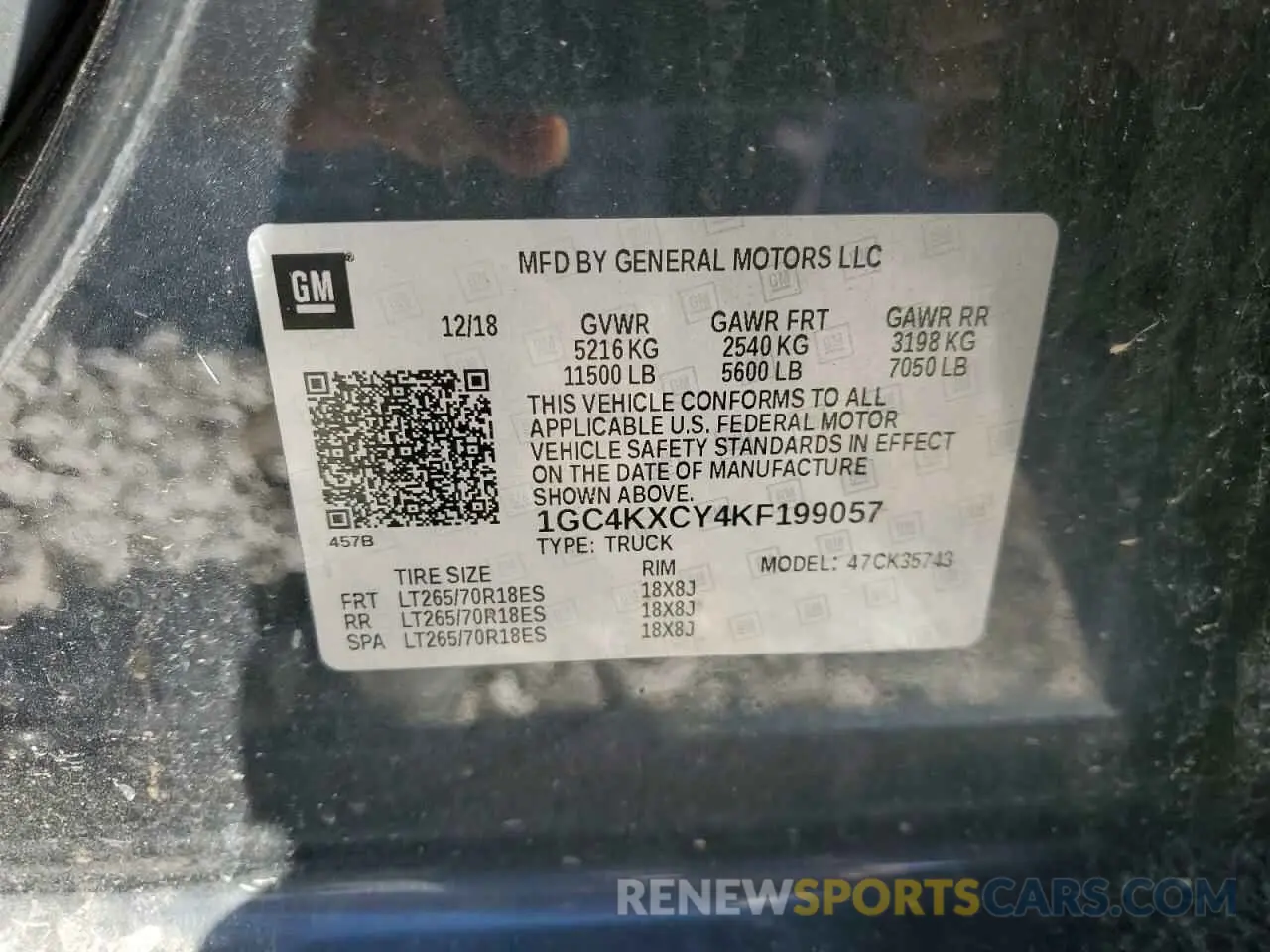 12 fotografías del automóvil dañado 1GC4KXCY4KF199057 CHEVROLET ALL Models 2019