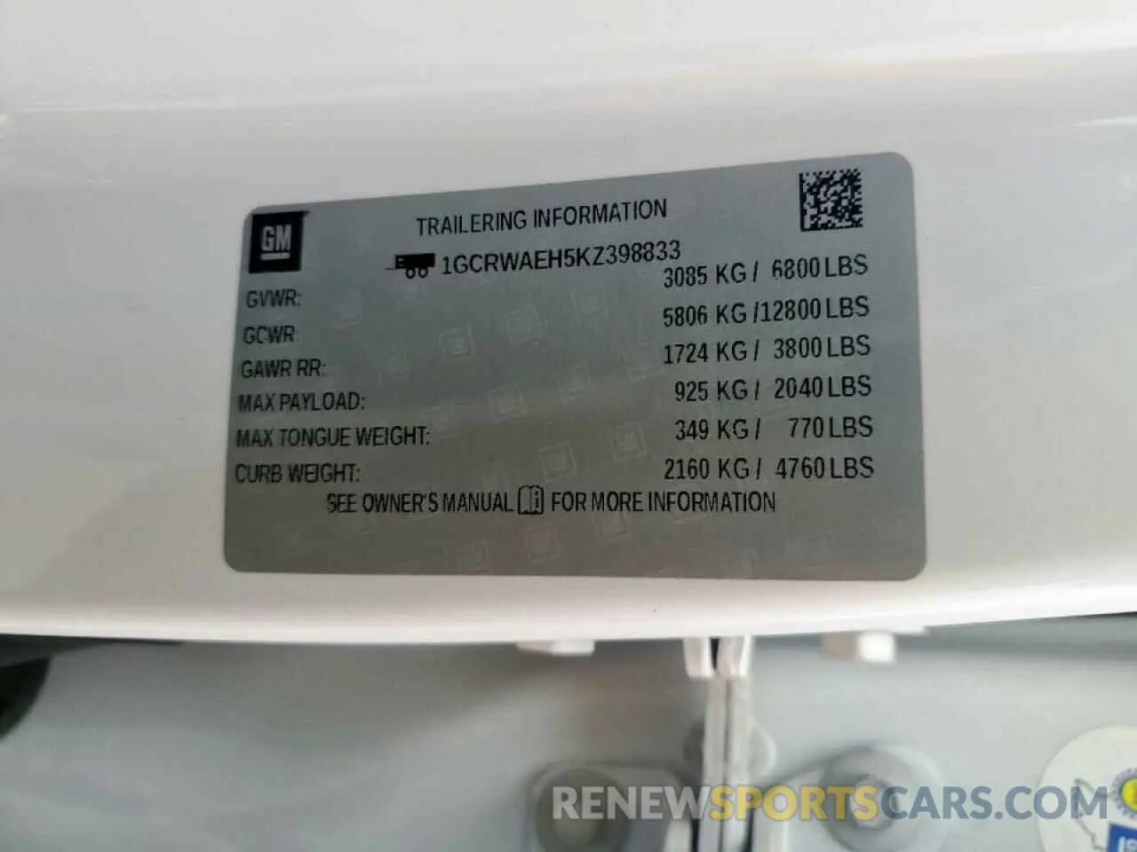 12 fotografías del automóvil dañado 1GCRWAEH5KZ398833 CHEVROLET ALL Models 2019