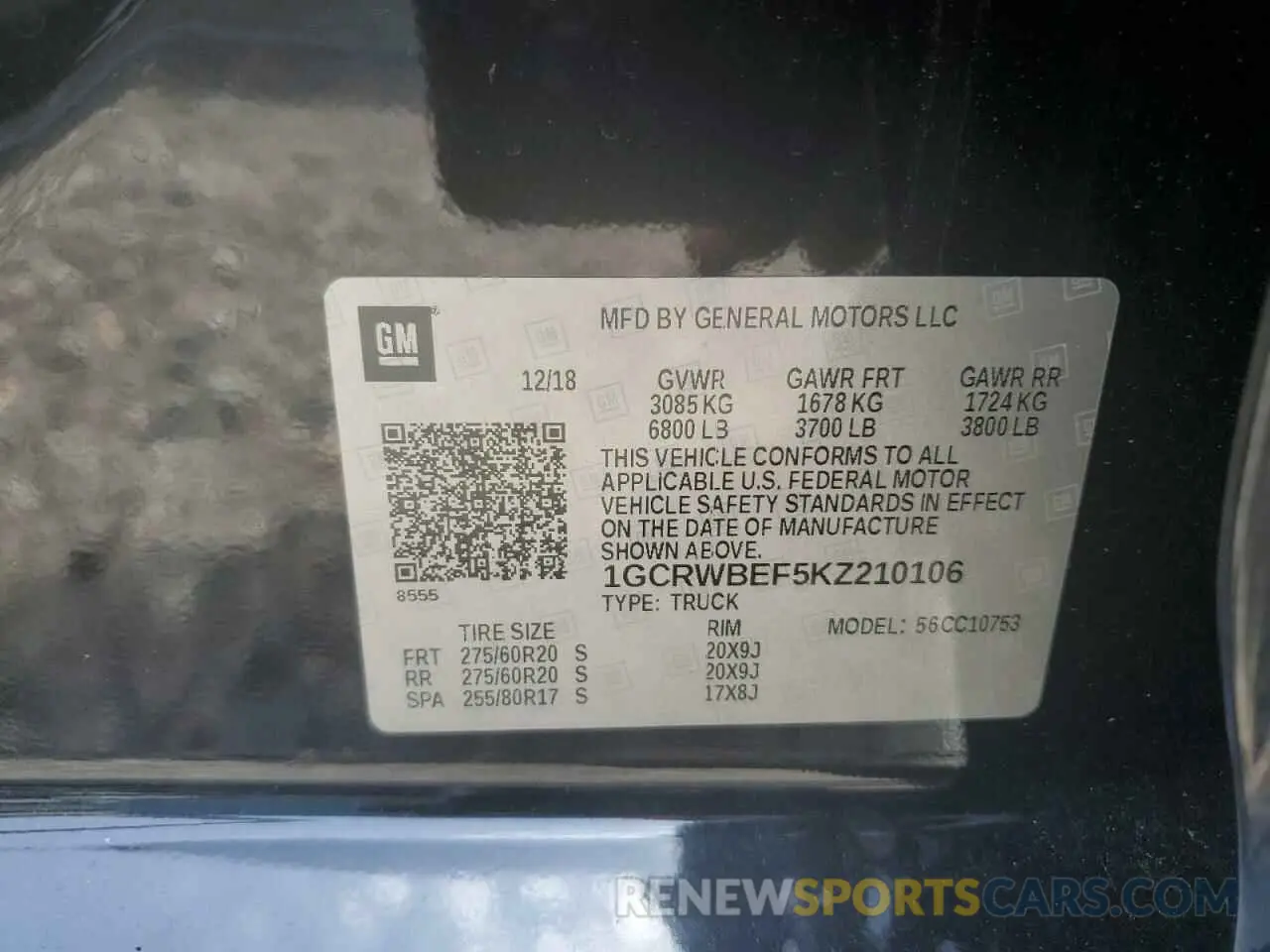 12 fotografías del automóvil dañado 1GCRWBEF5KZ210106 CHEVROLET ALL Models 2019