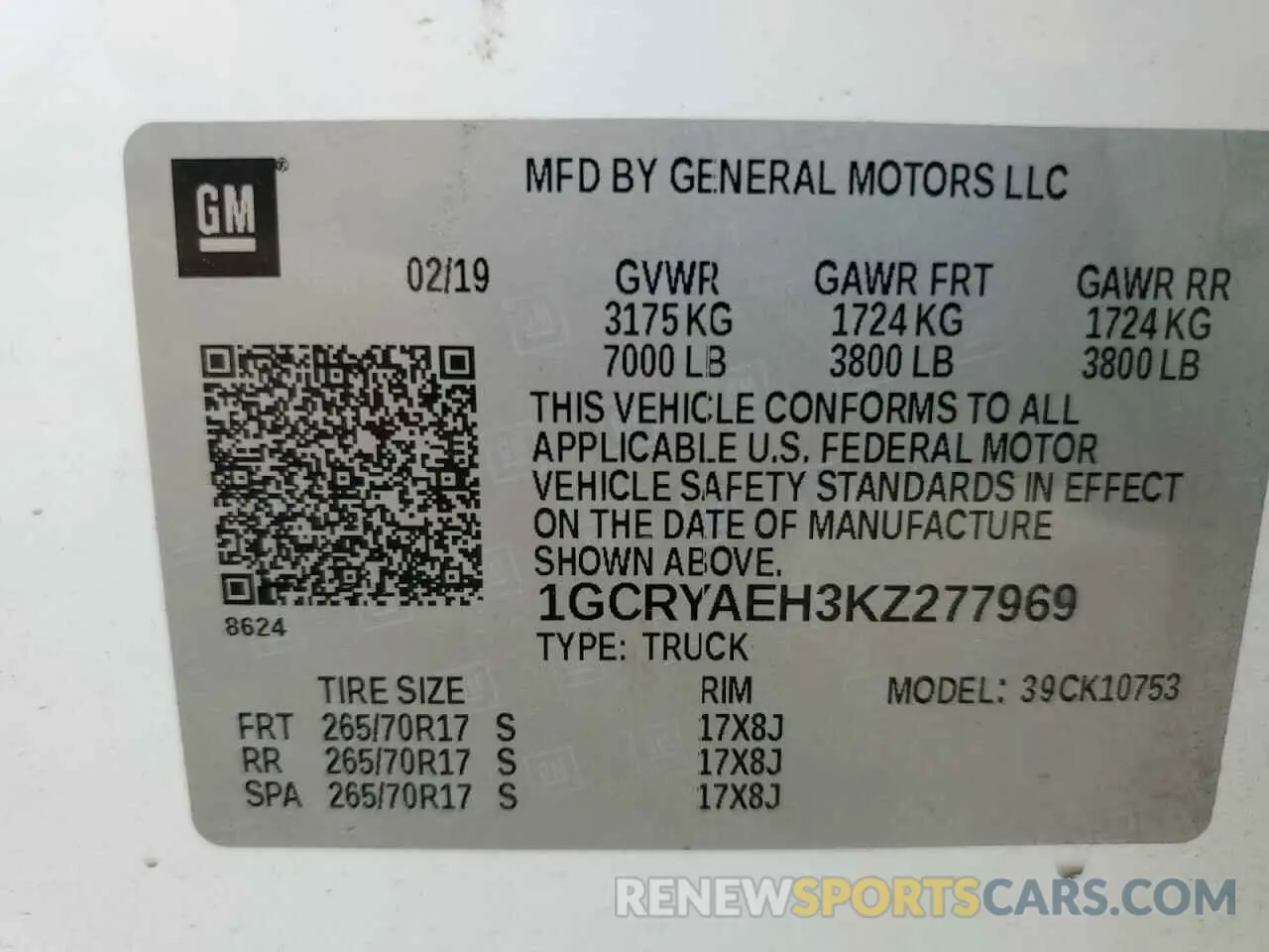 14 fotografías del automóvil dañado 1GCRYAEH3KZ277969 CHEVROLET ALL Models 2019