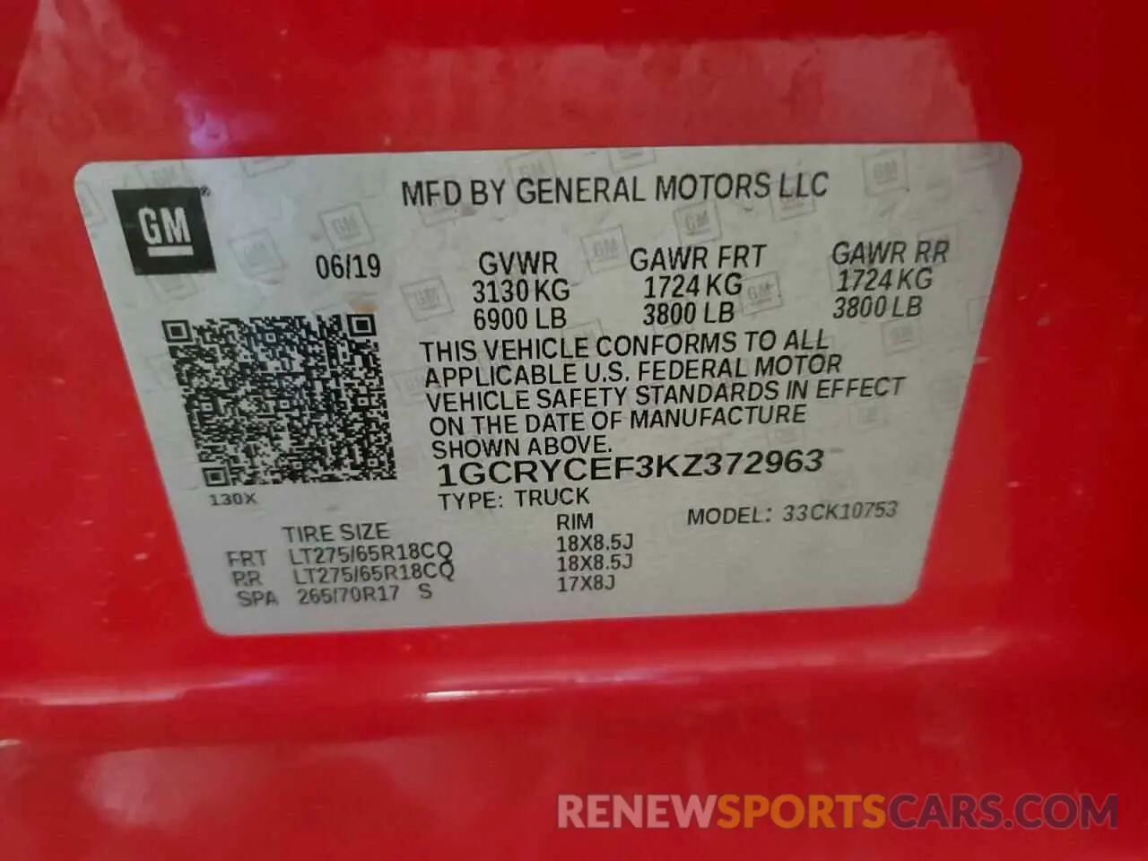 12 fotografías del automóvil dañado 1GCRYCEF3KZ372963 CHEVROLET ALL Models 2019