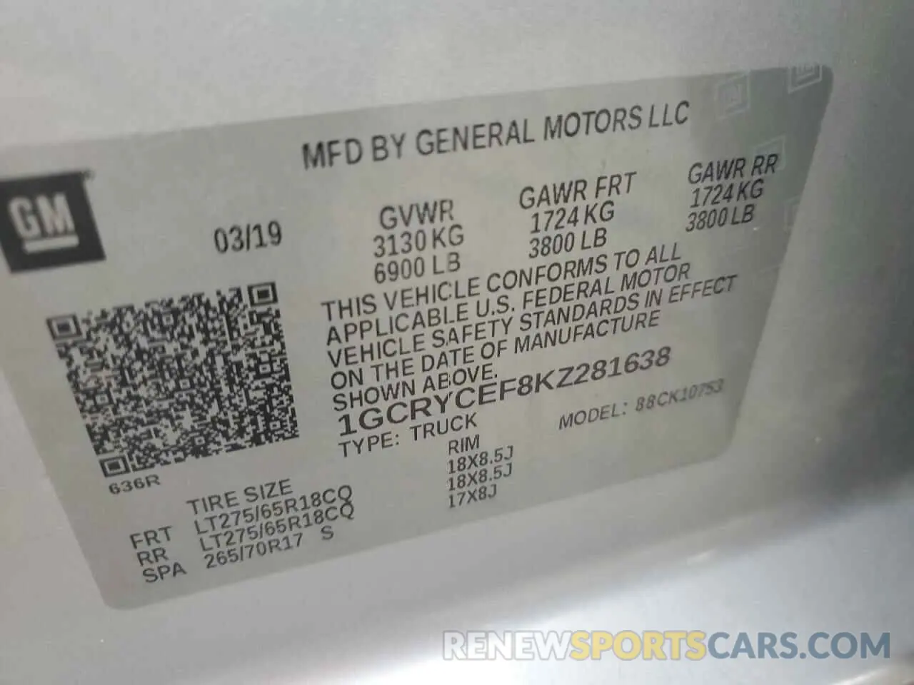 13 fotografías del automóvil dañado 1GCRYCEF8KZ281638 CHEVROLET ALL Models 2019