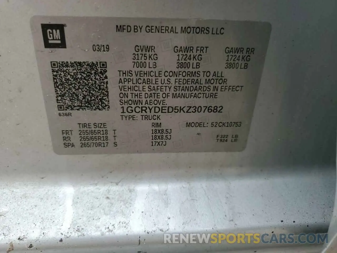 13 fotografías del automóvil dañado 1GCRYDED5KZ307682 CHEVROLET ALL Models 2019