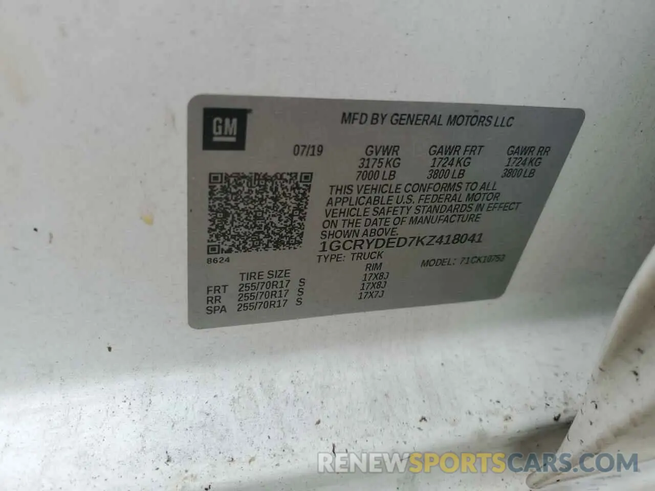 12 fotografías del automóvil dañado 1GCRYDED7KZ418041 CHEVROLET All Models 2019