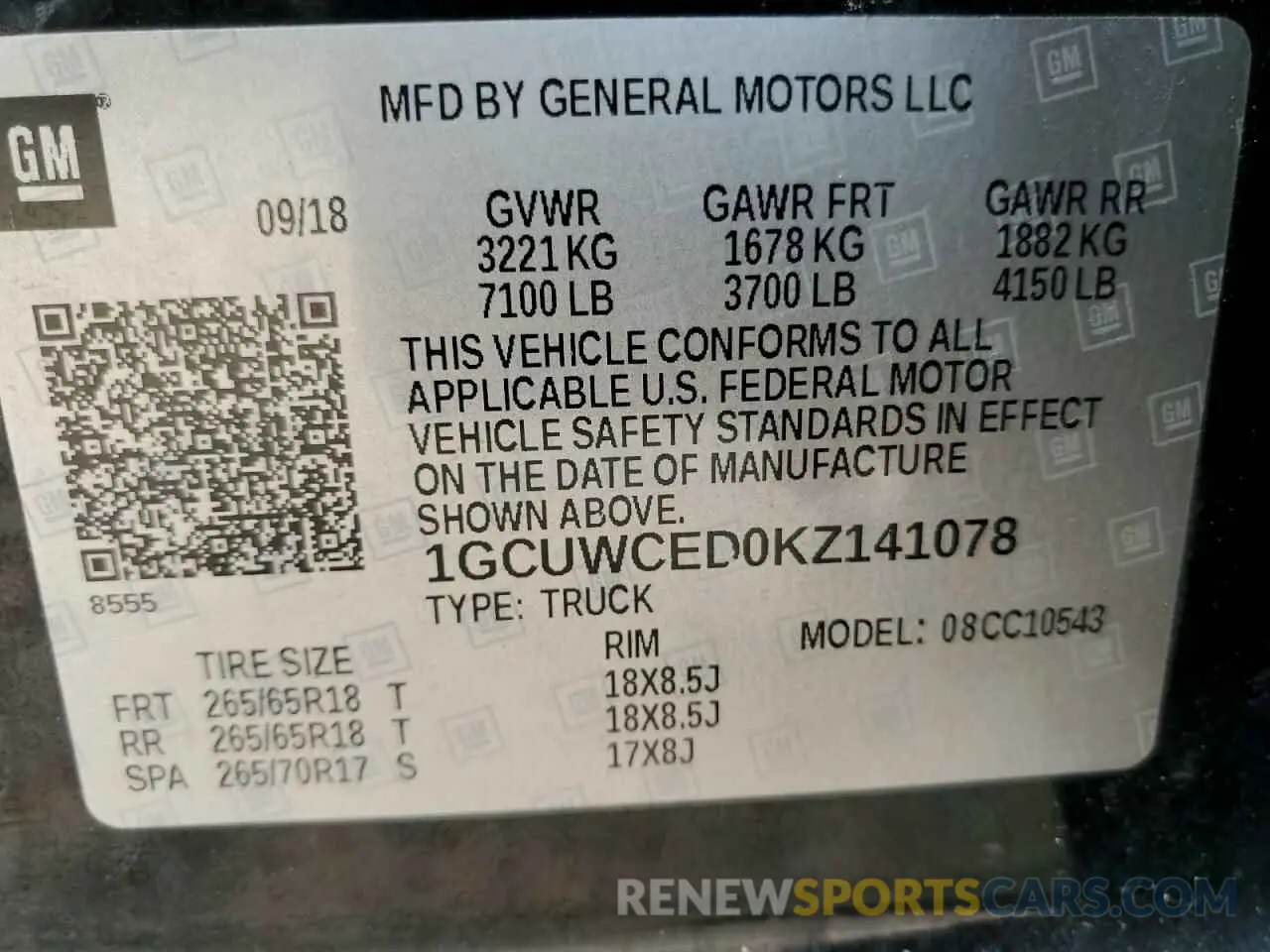 13 fotografías del automóvil dañado 1GCUWCED0KZ141078 CHEVROLET ALL Models 2019