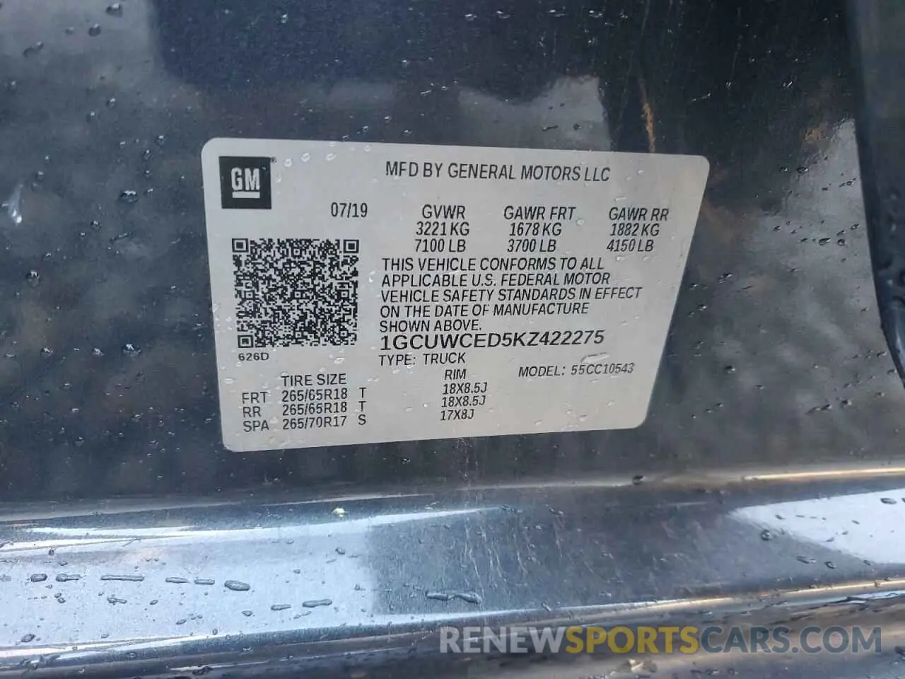 13 fotografías del automóvil dañado 1GCUWCED5KZ422275 CHEVROLET ALL Models 2019