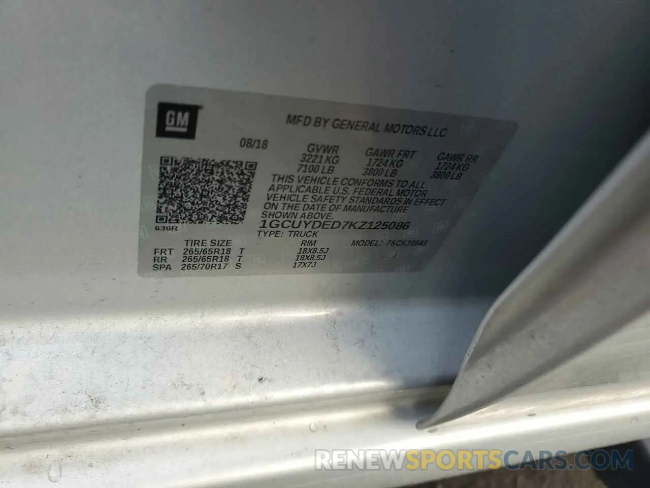 12 fotografías del automóvil dañado 1GCUYDED7KZ125086 CHEVROLET ALL Models 2019