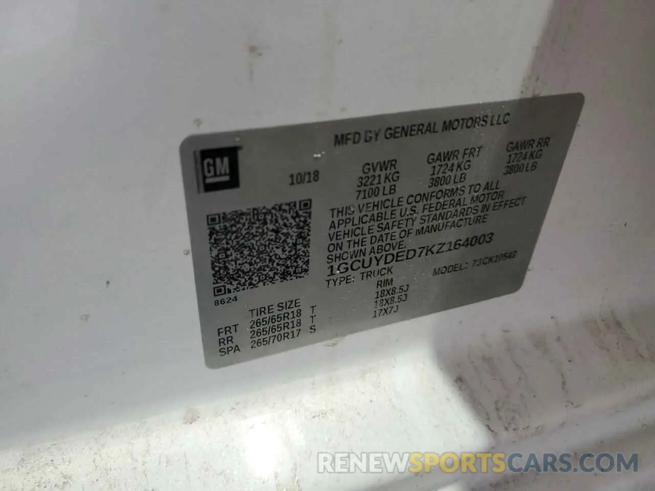 12 fotografías del automóvil dañado 1GCUYDED7KZ164003 CHEVROLET ALL Models 2019