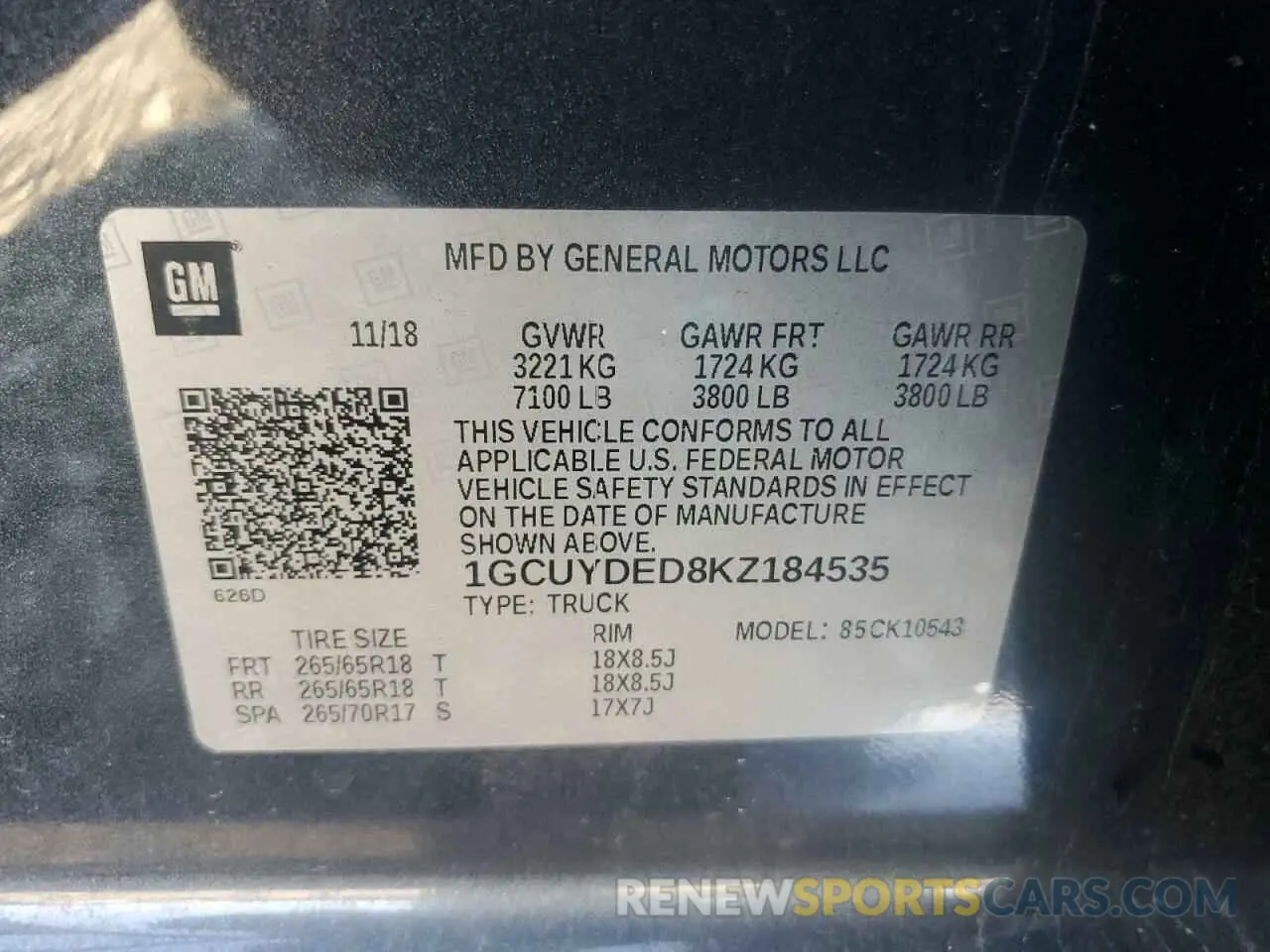 14 fotografías del automóvil dañado 1GCUYDED8KZ184535 CHEVROLET ALL Models 2019