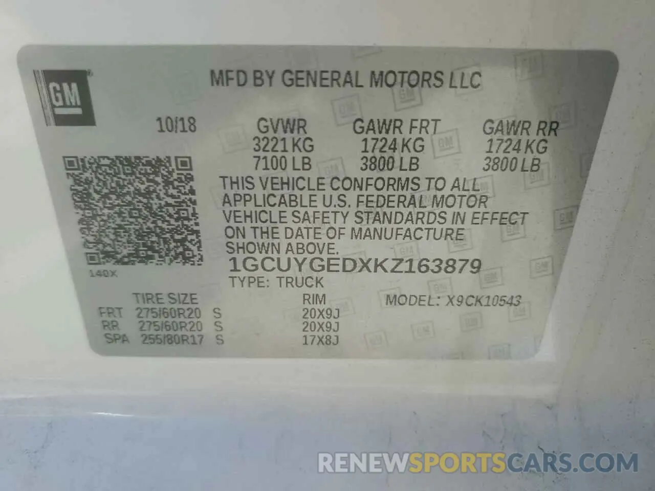 14 fotografías del automóvil dañado 1GCUYGEDXKZ163879 CHEVROLET ALL Models 2019