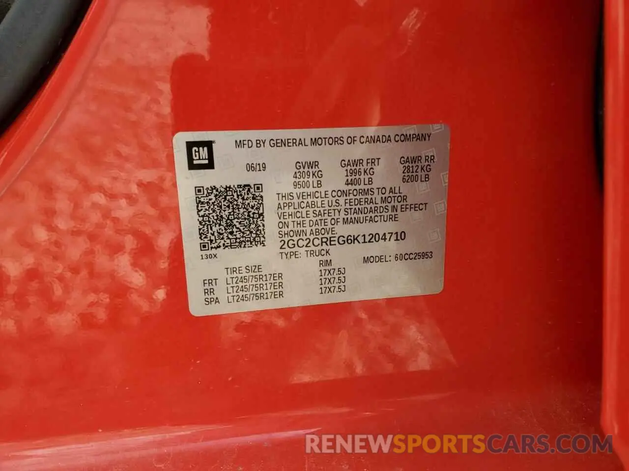 12 fotografías del automóvil dañado 2GC2CREG6K1204710 CHEVROLET ALL Models 2019