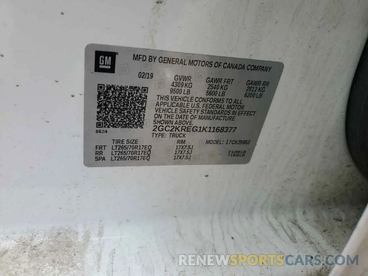 12 fotografías del automóvil dañado 2GC2KREG1K1168377 CHEVROLET ALL Models 2019