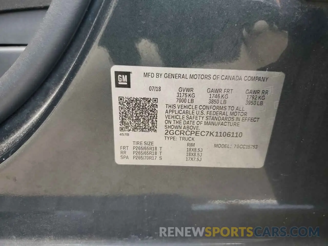 12 fotografías del automóvil dañado 2GCRCPEC7K1106110 CHEVROLET ALL Models 2019