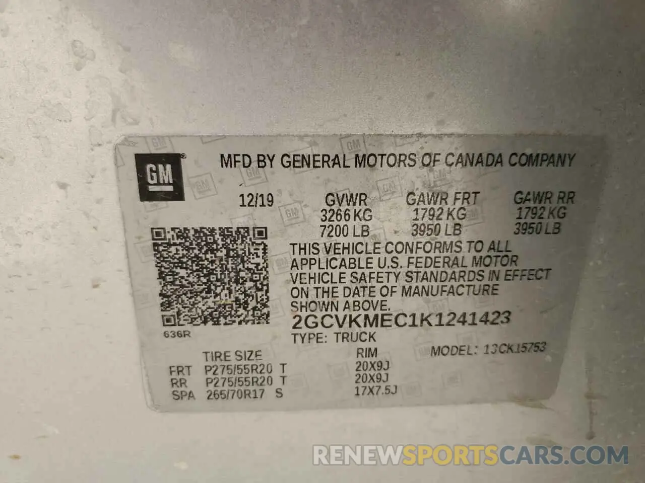 13 fotografías del automóvil dañado 2GCVKMEC1K1241423 CHEVROLET ALL Models 2019