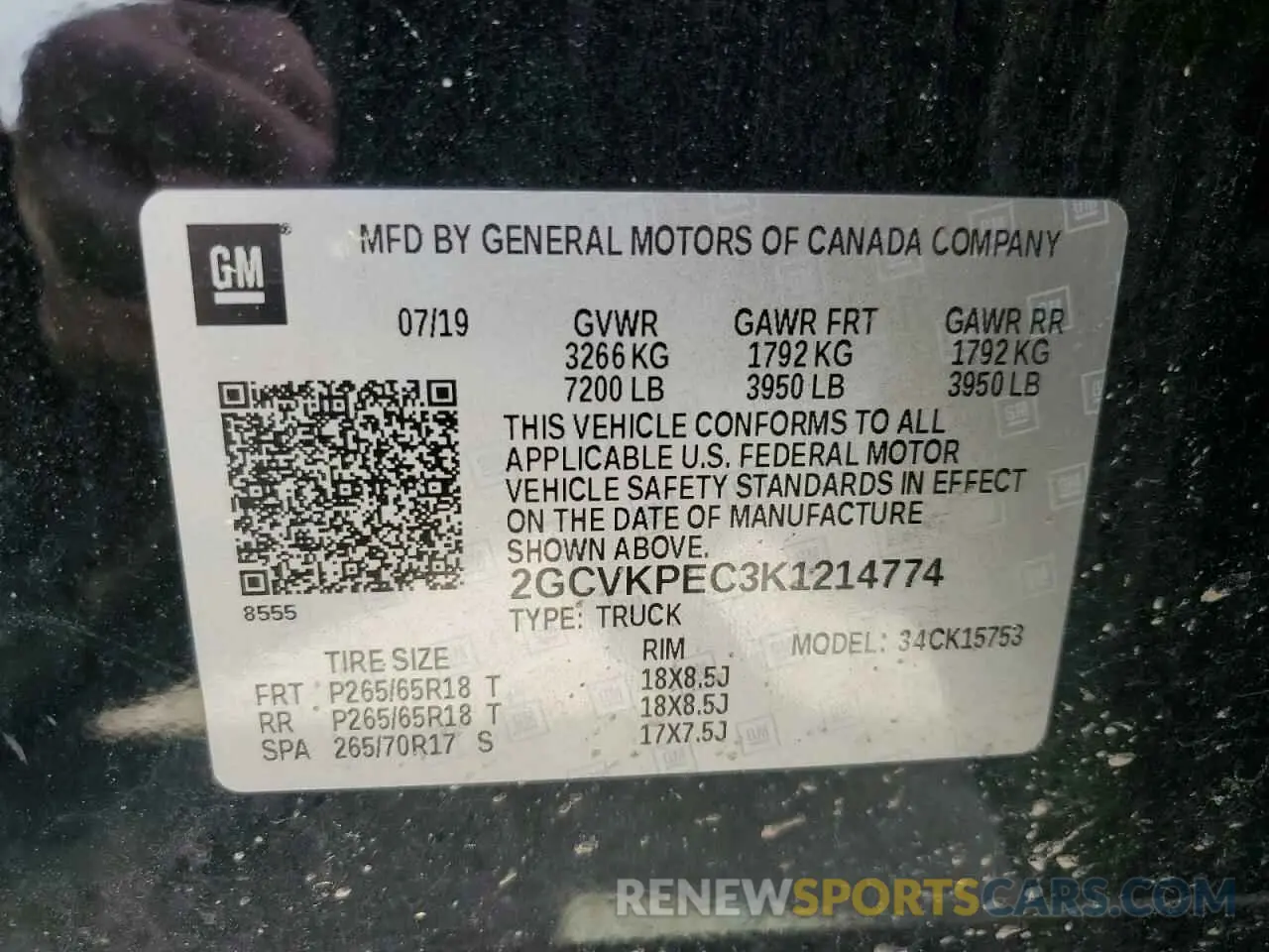 12 fotografías del automóvil dañado 2GCVKPEC3K1214774 CHEVROLET ALL Models 2019