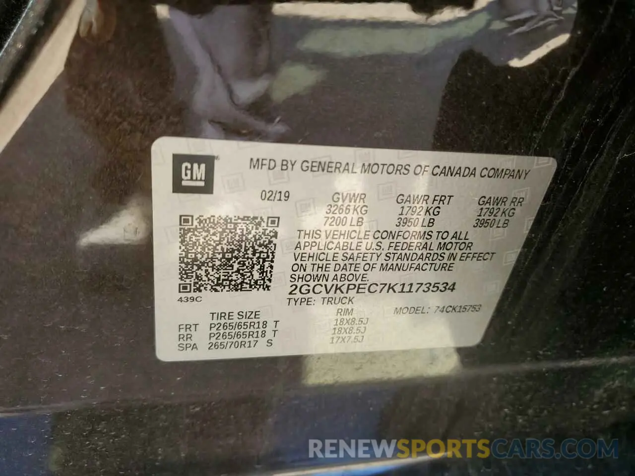 12 fotografías del automóvil dañado 2GCVKPEC7K1173534 CHEVROLET ALL Models 2019