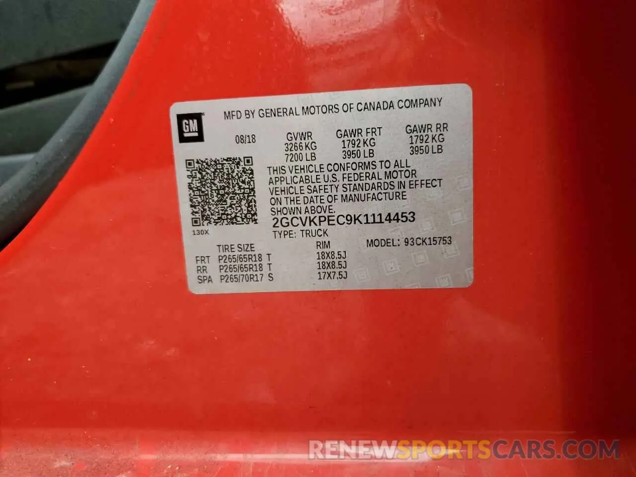 14 fotografías del automóvil dañado 2GCVKPEC9K1114453 CHEVROLET ALL Models 2019