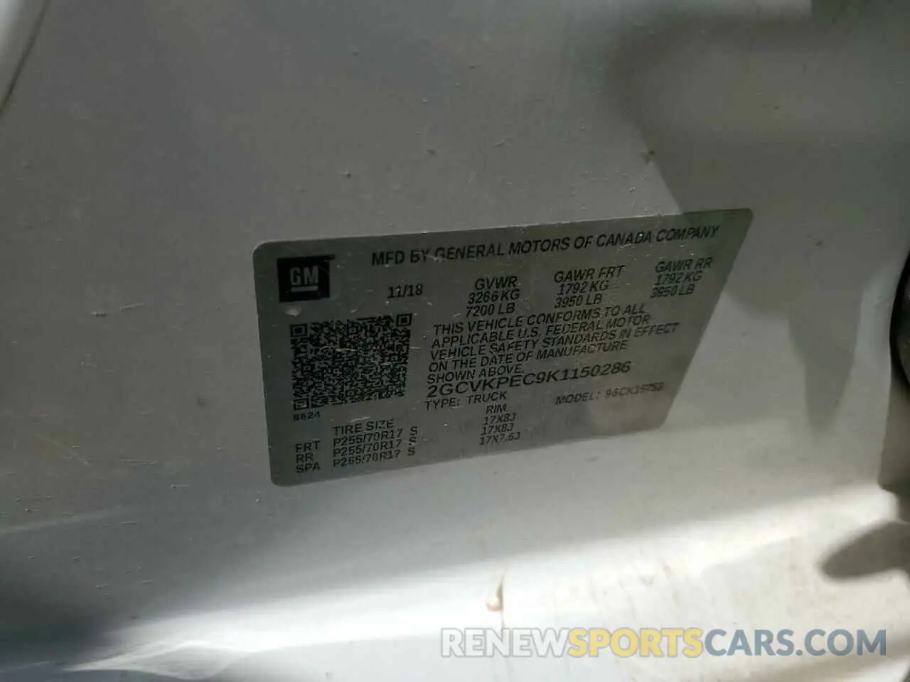 12 fotografías del automóvil dañado 2GCVKPEC9K1150286 CHEVROLET ALL Models 2019