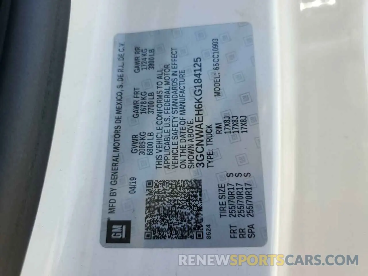 12 fotografías del automóvil dañado 3GCNWAEH6KG184125 CHEVROLET ALL Models 2019