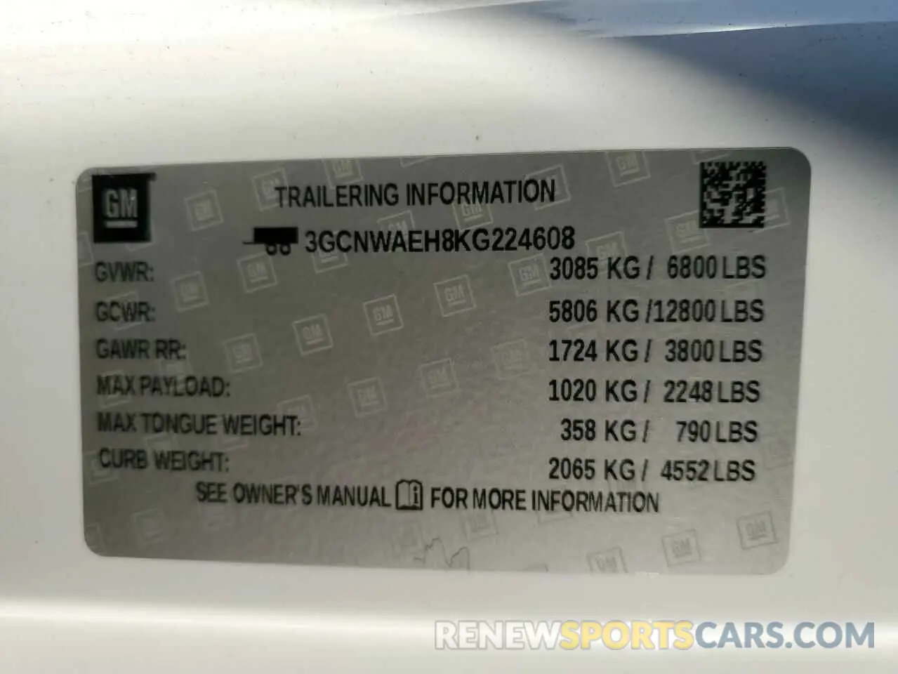 12 fotografías del automóvil dañado 3GCNWAEH8KG224608 CHEVROLET ALL Models 2019