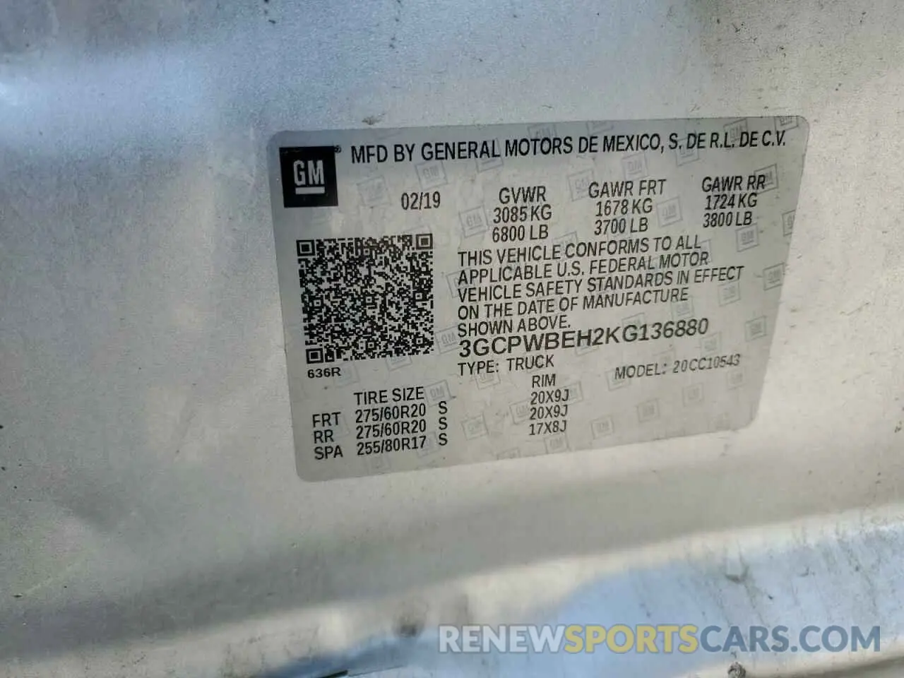 12 fotografías del automóvil dañado 3GCPWBEH2KG136880 CHEVROLET ALL Models 2019
