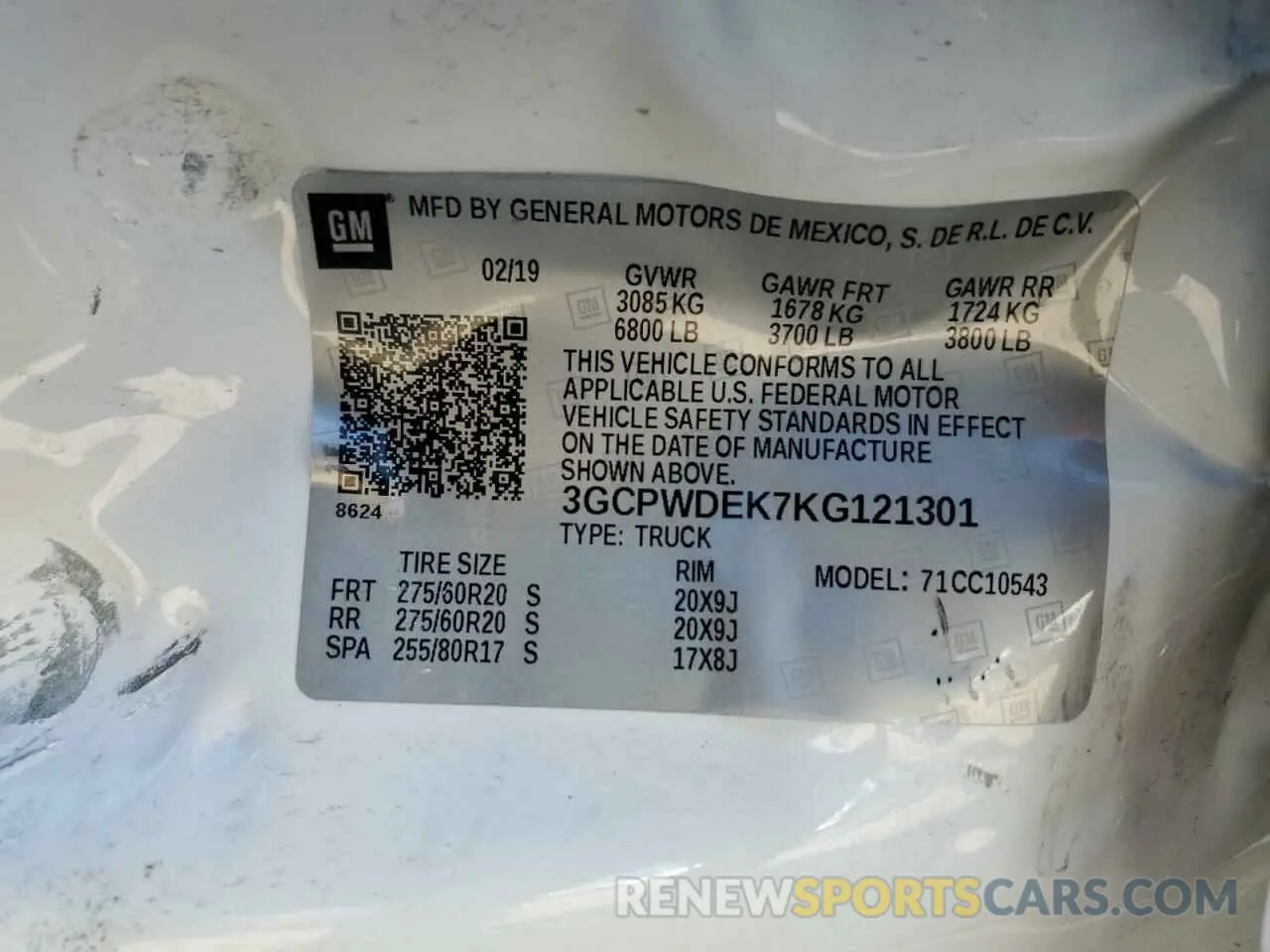 12 fotografías del automóvil dañado 3GCPWDEK7KG121301 CHEVROLET ALL Models 2019