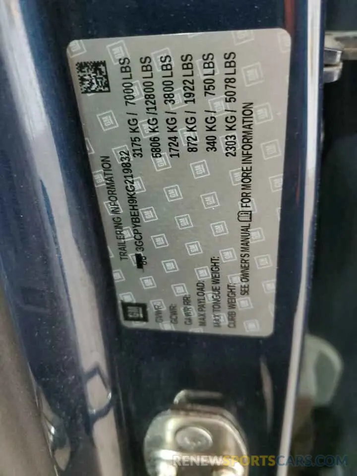 12 fotografías del automóvil dañado 3GCPYBEH9KG219832 CHEVROLET ALL Models 2019