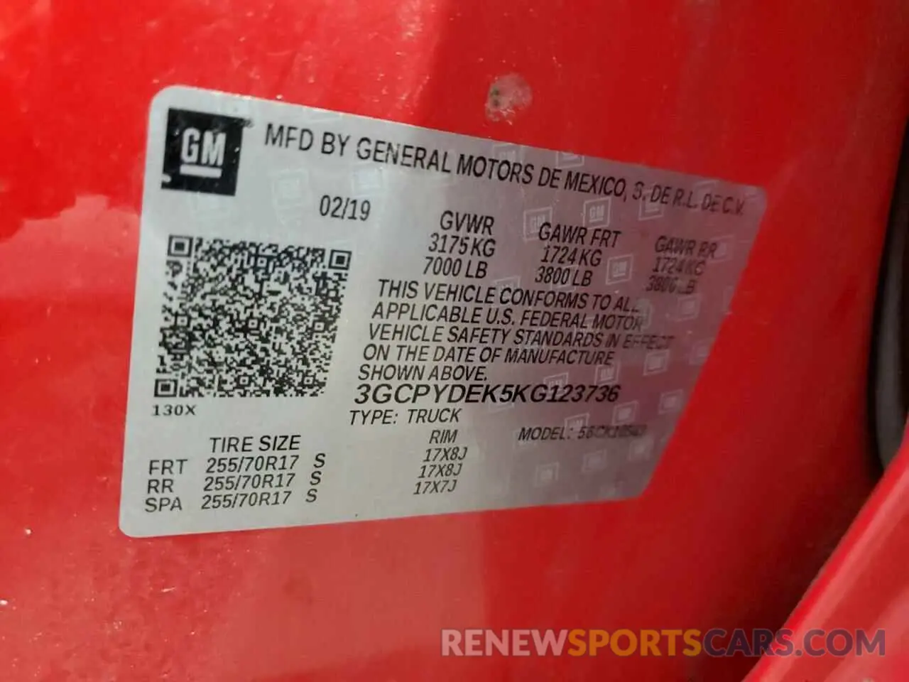 13 fotografías del automóvil dañado 3GCPYDEK5KG123736 CHEVROLET ALL Models 2019