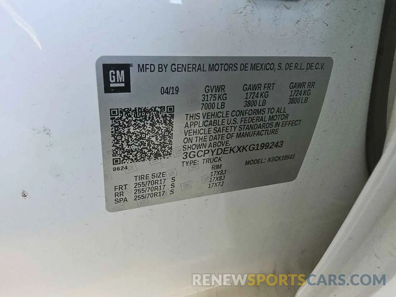 12 fotografías del automóvil dañado 3GCPYDEKXKG199243 CHEVROLET ALL Models 2019