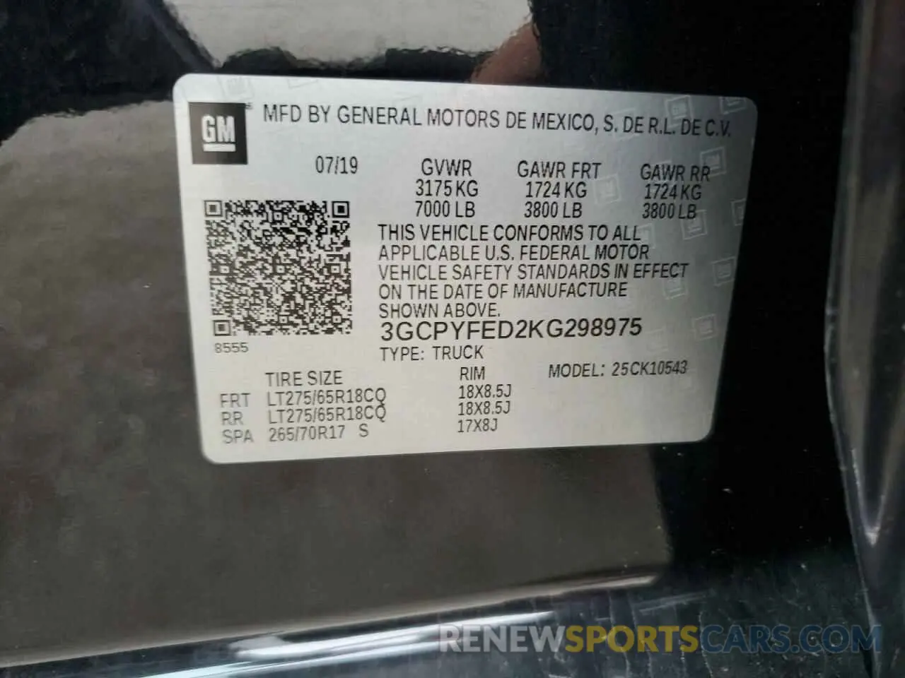 14 fotografías del automóvil dañado 3GCPYFED2KG298975 CHEVROLET ALL Models 2019