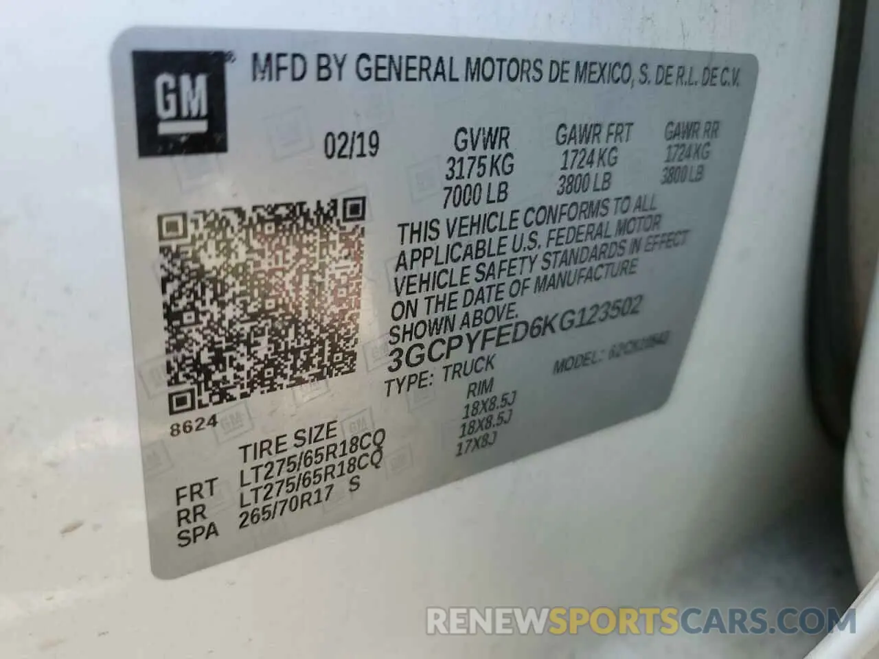 13 fotografías del automóvil dañado 3GCPYFED6KG123502 CHEVROLET ALL Models 2019