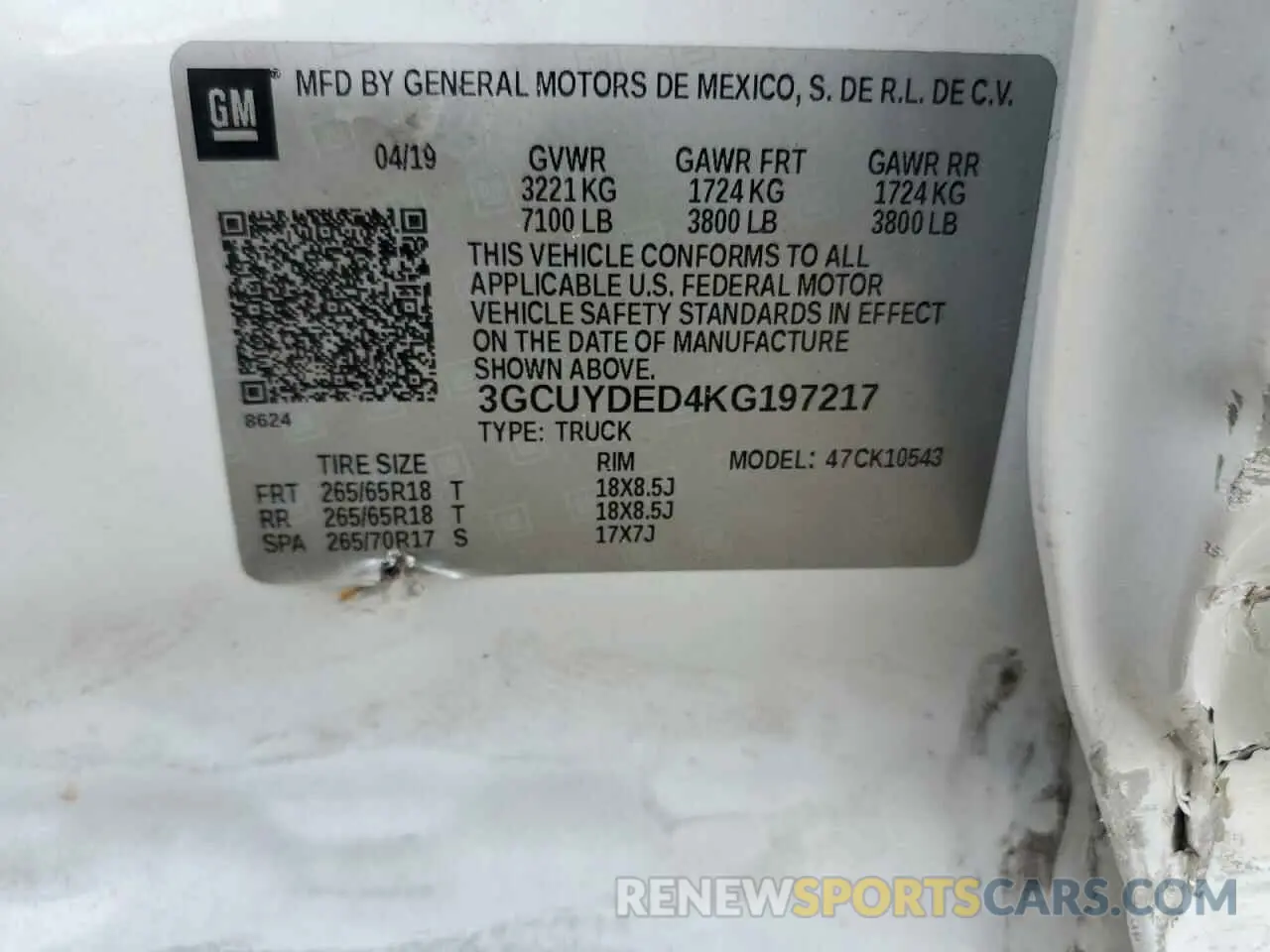 12 fotografías del automóvil dañado 3GCUYDED4KG197217 CHEVROLET ALL Models 2019