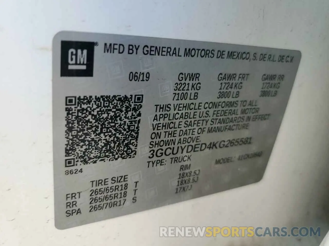 15 fotografías del automóvil dañado 3GCUYDED4KG265581 CHEVROLET ALL Models 2019